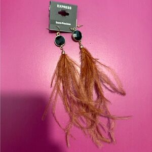 Express Black and Tan Feather Earrings